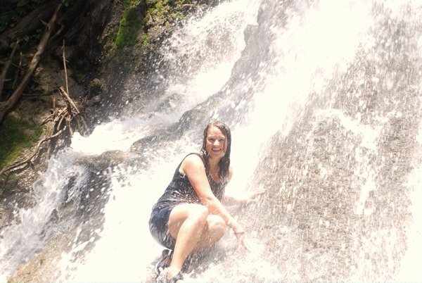 In the waterfall!