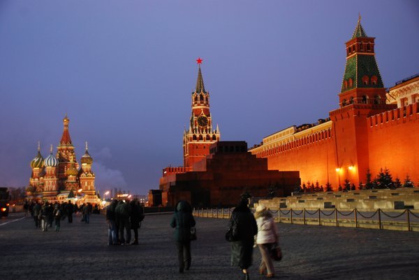 Red square at night