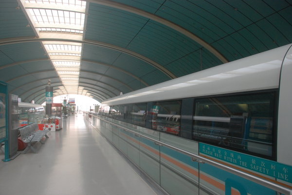 To the airport on the high speed Maglev train