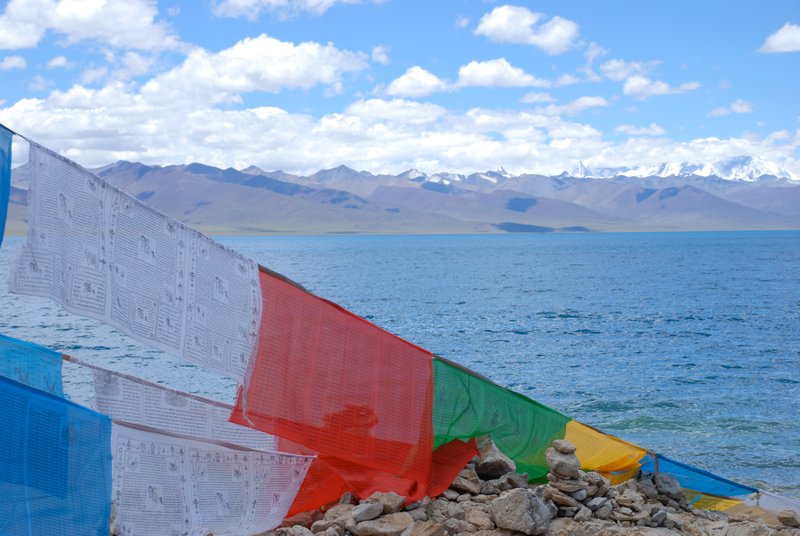 Prayer flags by the holy lake