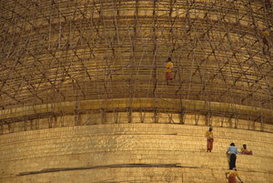 Bamboo work on the Shwedagon Pagoda