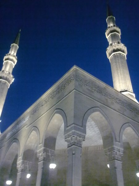 The night time glow of the mosque