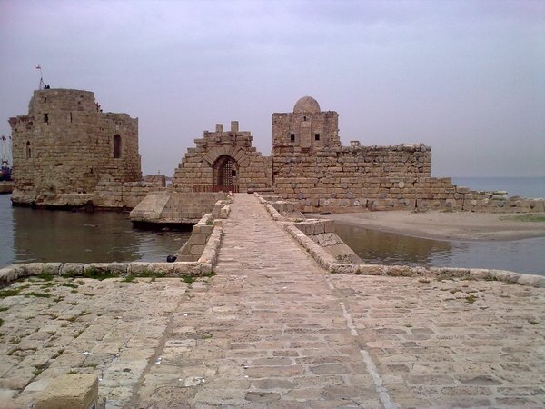 Walking towards the Crusader castle of Sidon