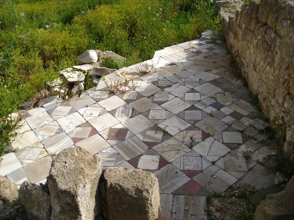 Remnants of the floor of an ancient burial site