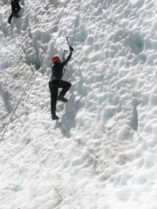 Working my way up the ice wall