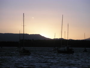 Sunset over the harbour in Mt. Maunganui