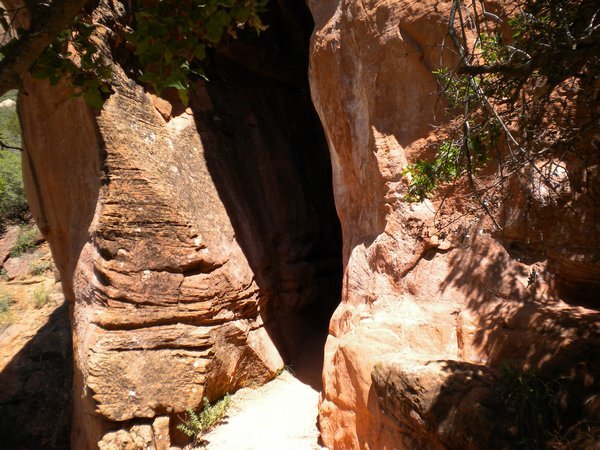 Hiking into a crevice
