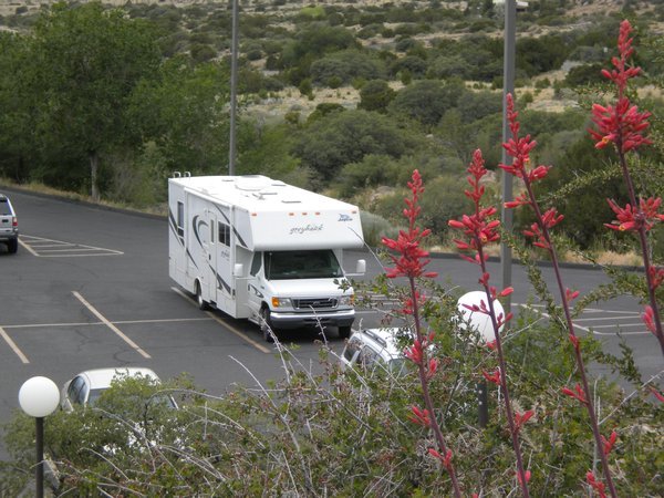 Our RV in the parking lot