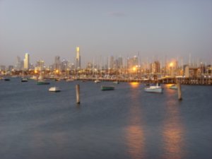 view of Melbourne from St Kilda pier