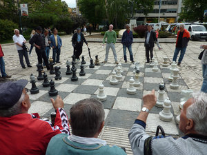Locals hogging the chess board in Sarajevo