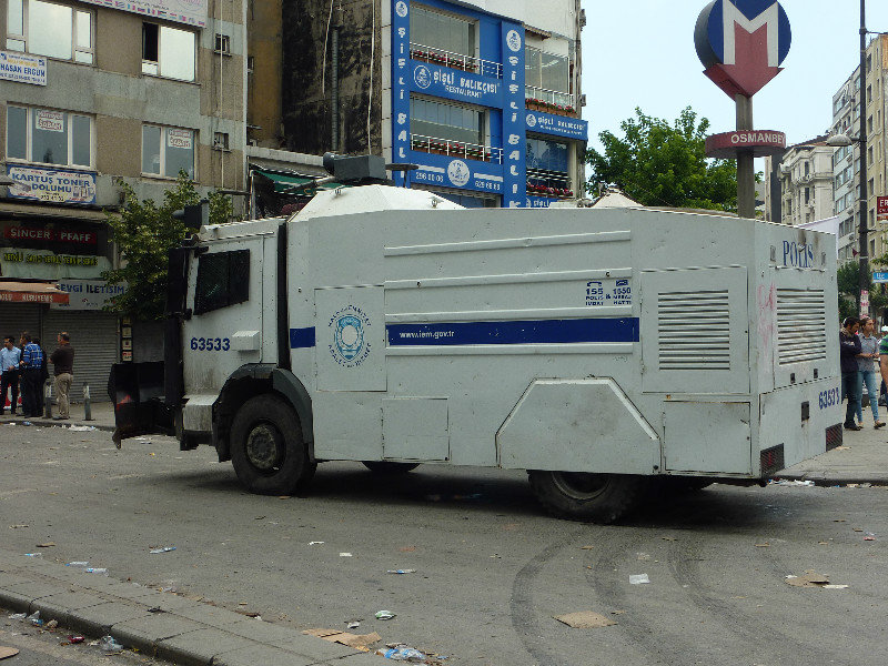 Police water canon vehicle
