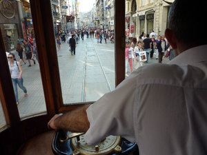 Taking the Tunnel Tram on Istiklal Street
