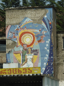 Old Soviet art on a dilapidated factory