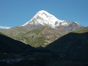 Kazbegi mountain from our guesthouse