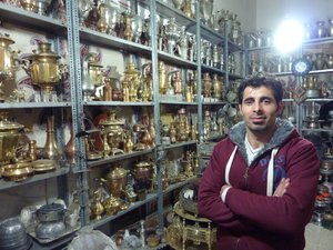 Being shown around a shop in Esfahan