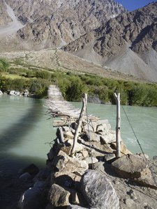 Old rickety bridges can be found all along the Pamir Highway