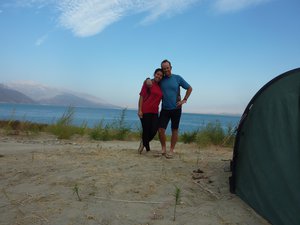 Camping and swimming at Toktogul Lake