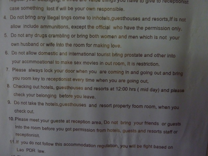 Rules in guest houses