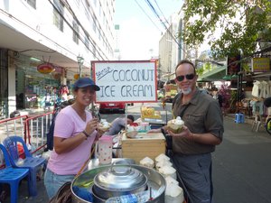 Coconut ice cream in the backpacker area 