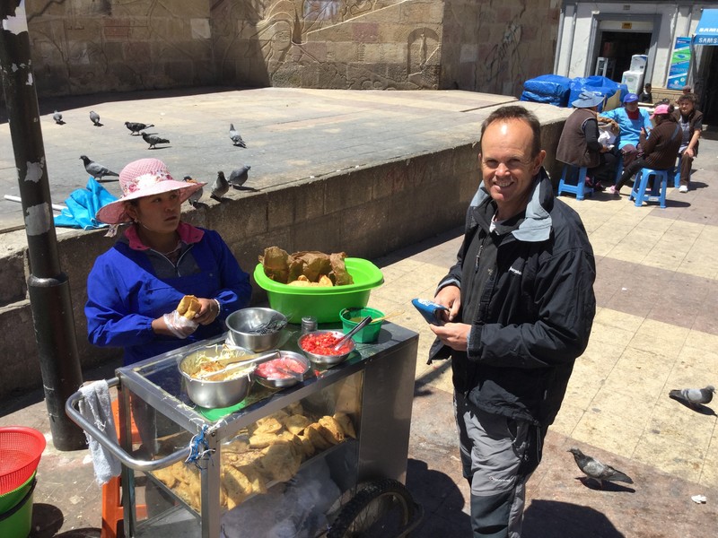 Buying Saltenas in Potosi