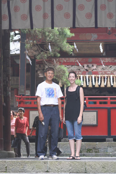 Jessie and Sakano by the shrine