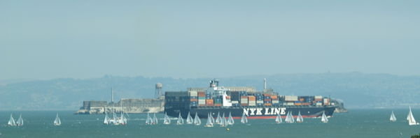 Container Ship passing Alcatraz