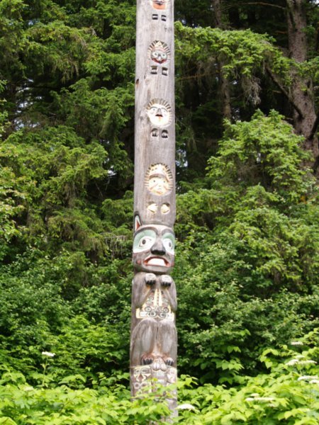 Totem Pole in woods