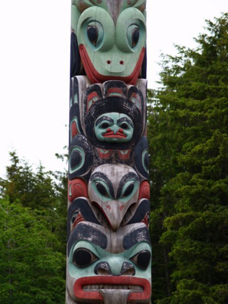 Faces on a totem pole