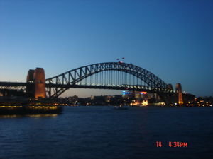 Harbour Bridge at night.