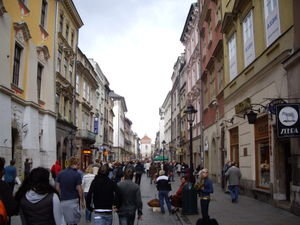 Bustling street in Krakow