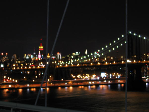 Blurry Manhatten from the Brooklyn Bridge
