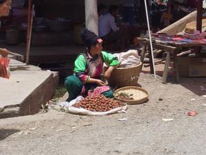 saling litch in the market near dali