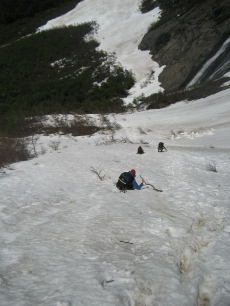 'sliding' back down the mountain