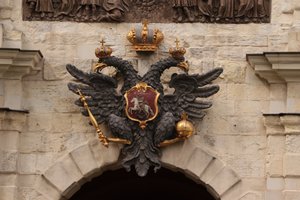 Double headed eagle above the Peter and Paul Fortress