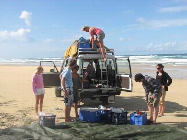Loading the 4wd - Fraser Island