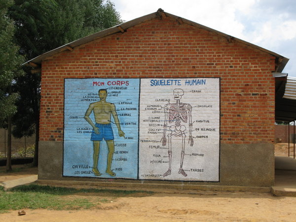 Educational walls at the school in Nyamata 