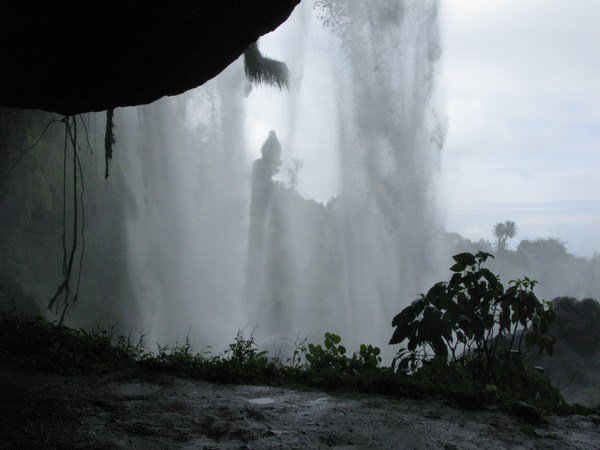 Behind the second falls at Sipi
