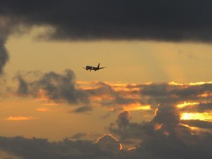 Landing at sunset
