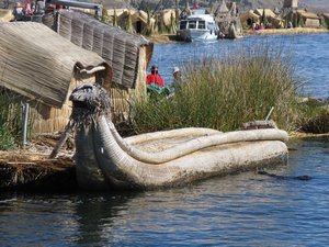 Traditional reed boat on Lake Titicaca