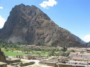 View of Ollantaytambo from the top of the terraces 