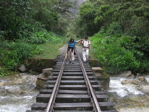 With no roads and the trains all cancelled the only way out of Agua Calientes was by foot