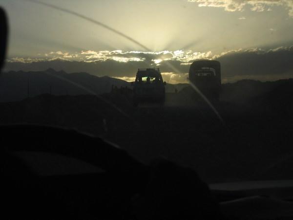 Through the windscreen.... driving into the sunset