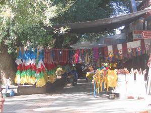 Prayer flags etc on sale outside the monastery