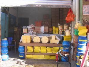Yak butter for sale in Shigatse.