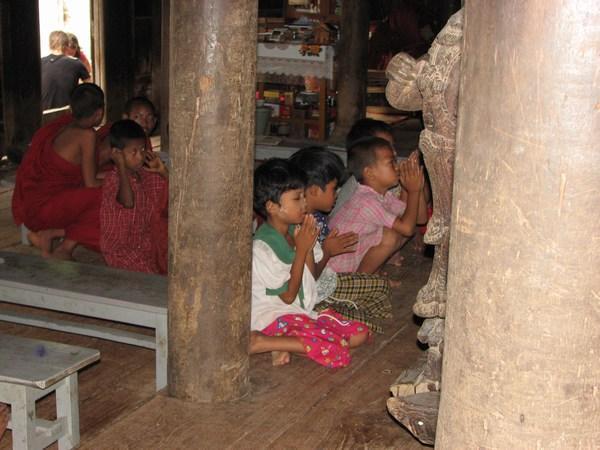 Local children having lessons at Bagaya Kyaung, Inwa. 