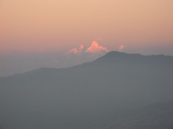 Watching the sunrise over the Himalayas