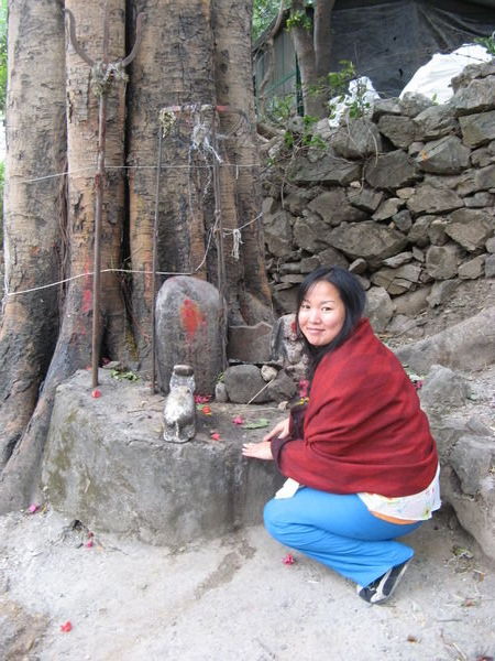 Hee at a nature altar
