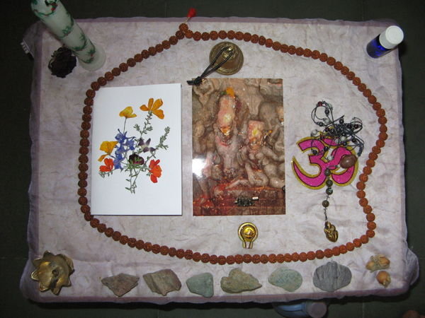 My sadhana altar (including the japa mala)