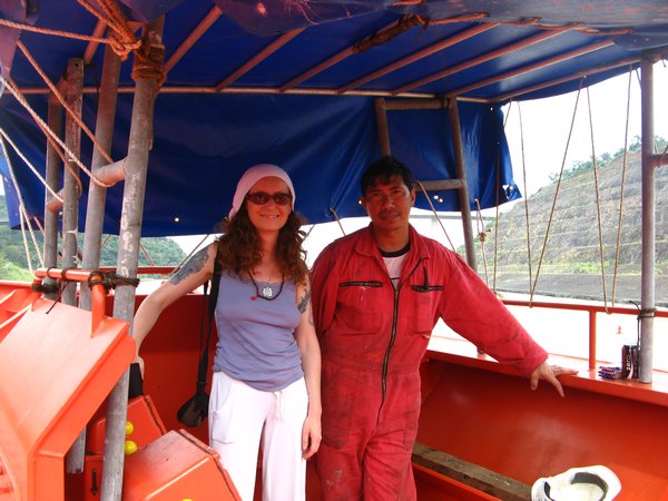 With Bosun Angelito on the Panama Canal