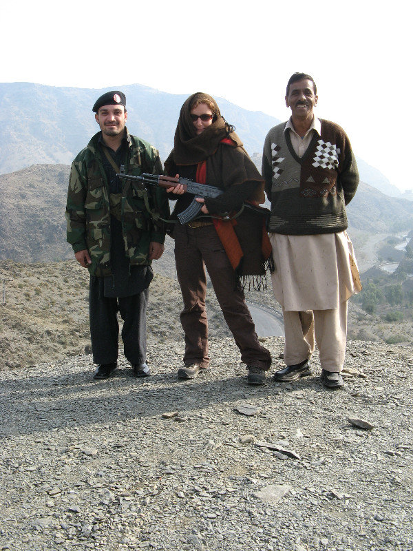 With two friends at the Khyber Pass in Pakistan